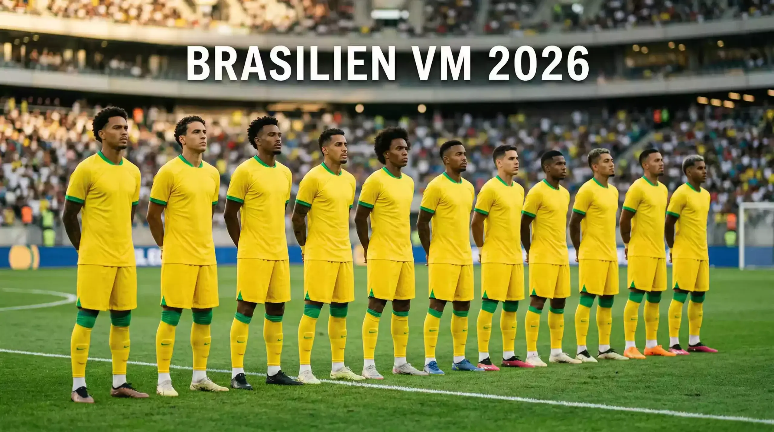 Brasiliens landslag Seleção i gula tröjor inför VM 2026