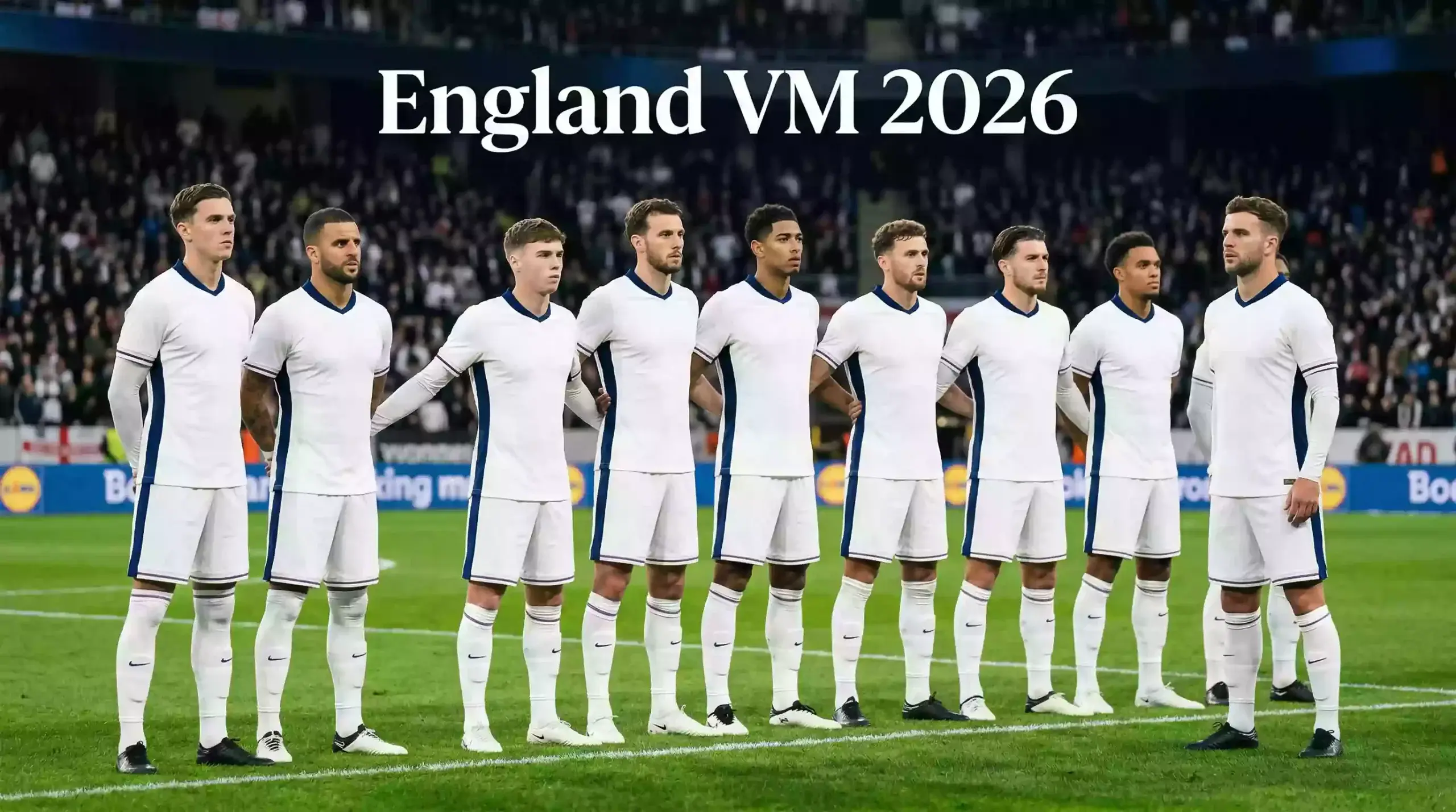 Engelska landslaget Three Lions samlade inför VM 2026
