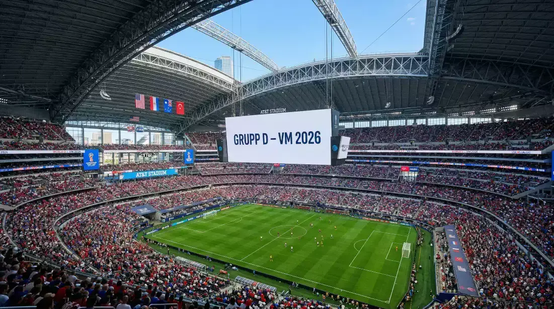 Grupp D på VM 2026 med flaggor från USA, Paraguay, Australien och Turkiet