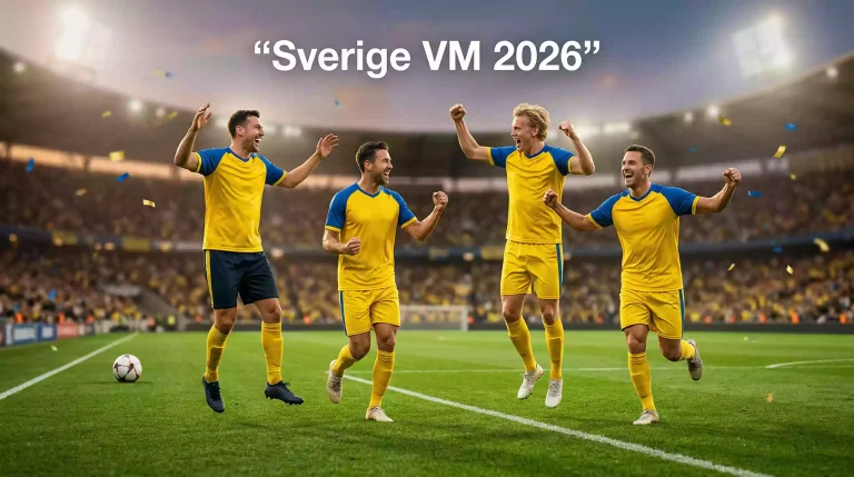 Svenska landslaget firar efter kvalificeringen till VM 2026 i Nordamerika