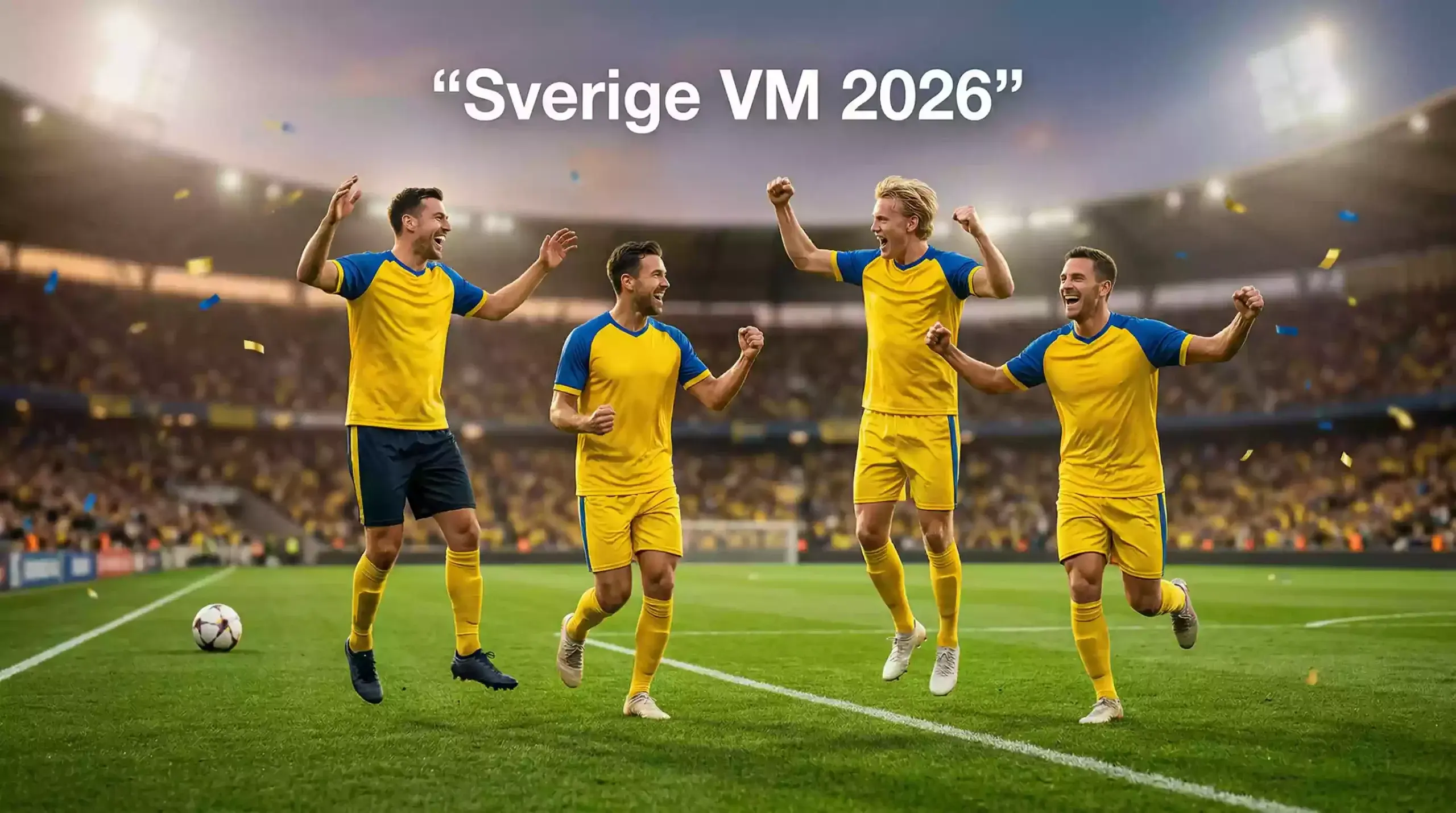 Svenska landslaget firar efter kvalificeringen till VM 2026 i Nordamerika