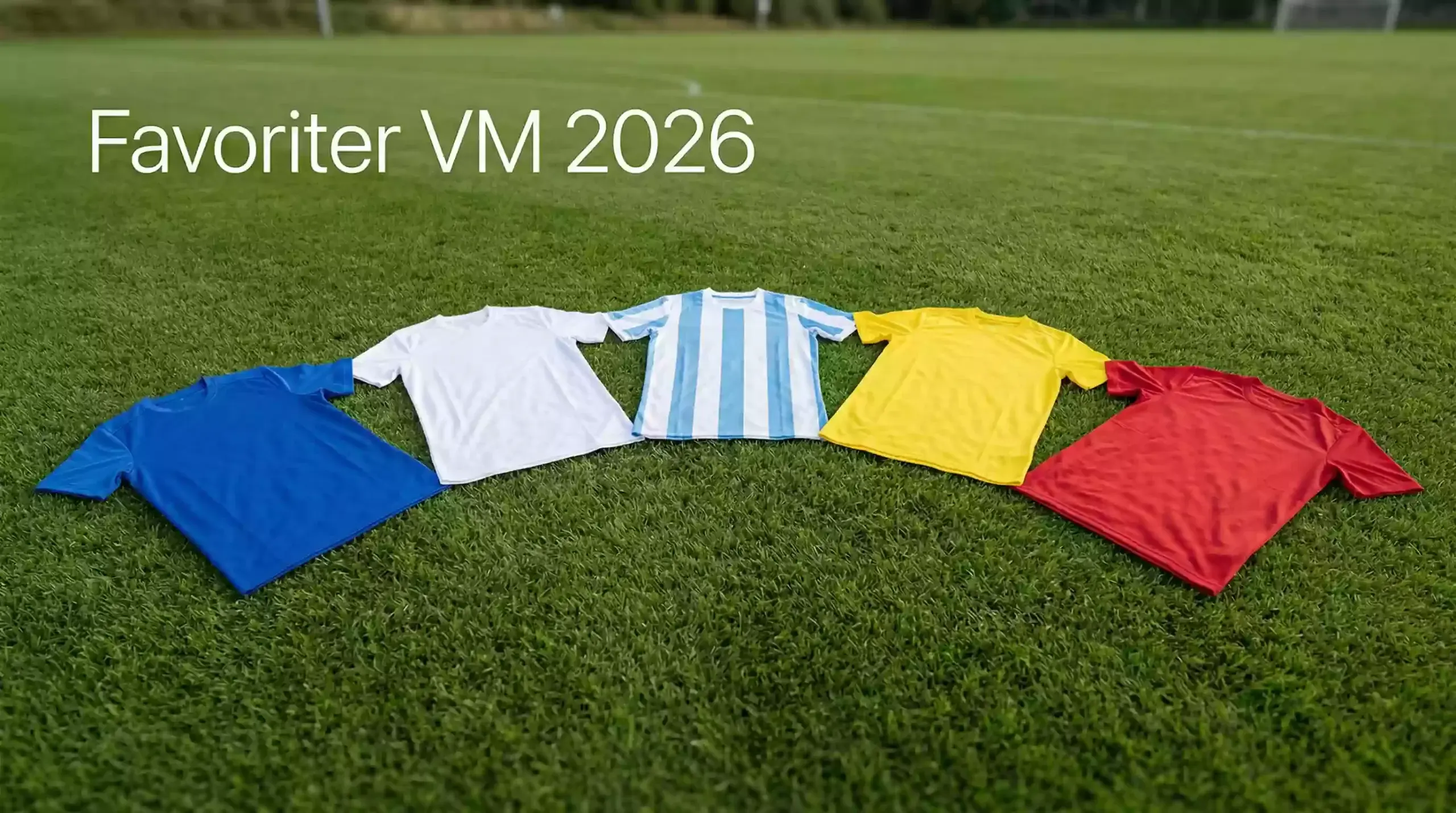 De fem största favoriterna till VM 2026 med flaggor och odds